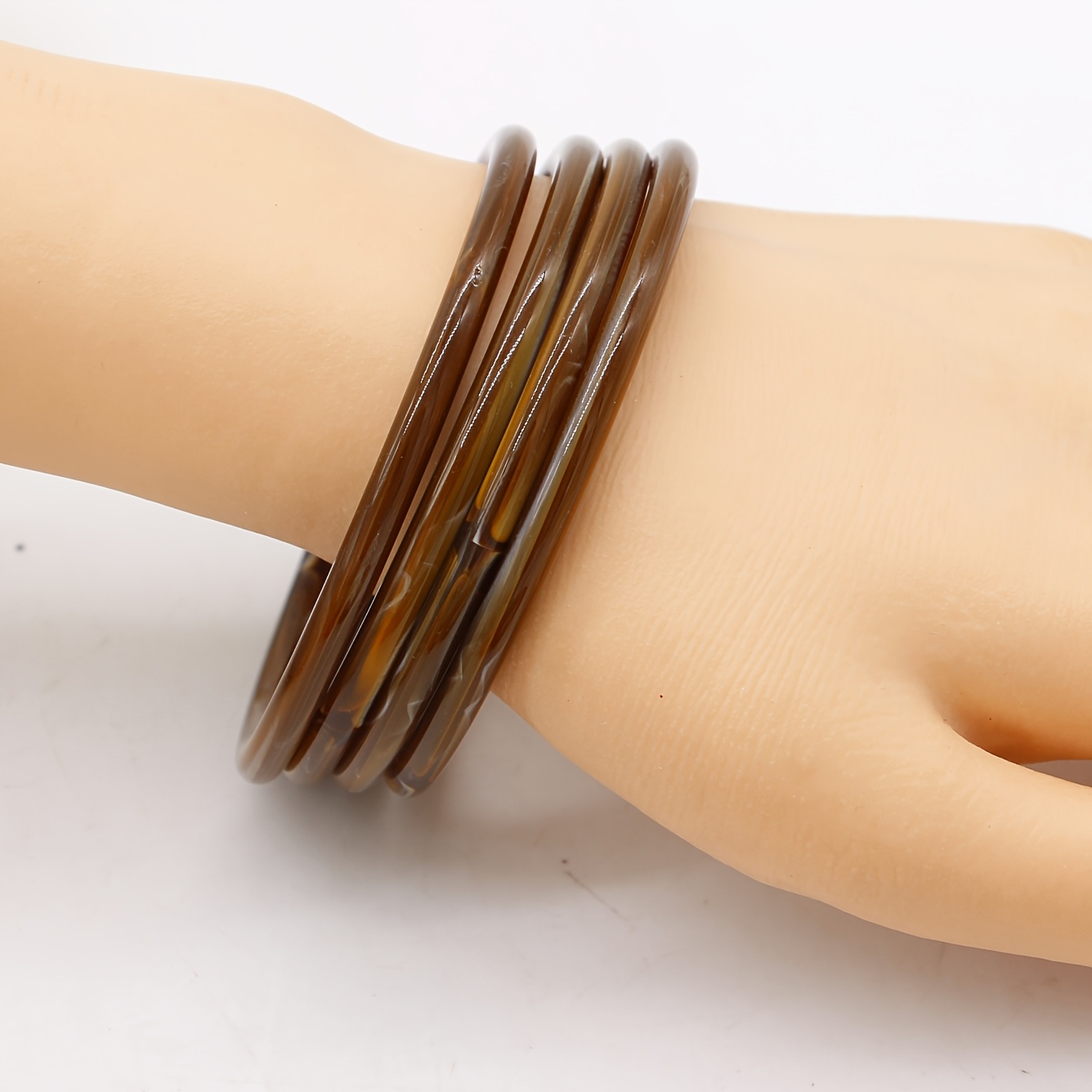4pc Colored Cloud Mist Pattern Imitation Thin Bangle Set